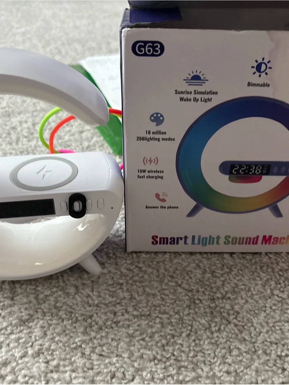 RGB G63 Sunrise Simulation Sound Machine Night Light - Phone Charger Station